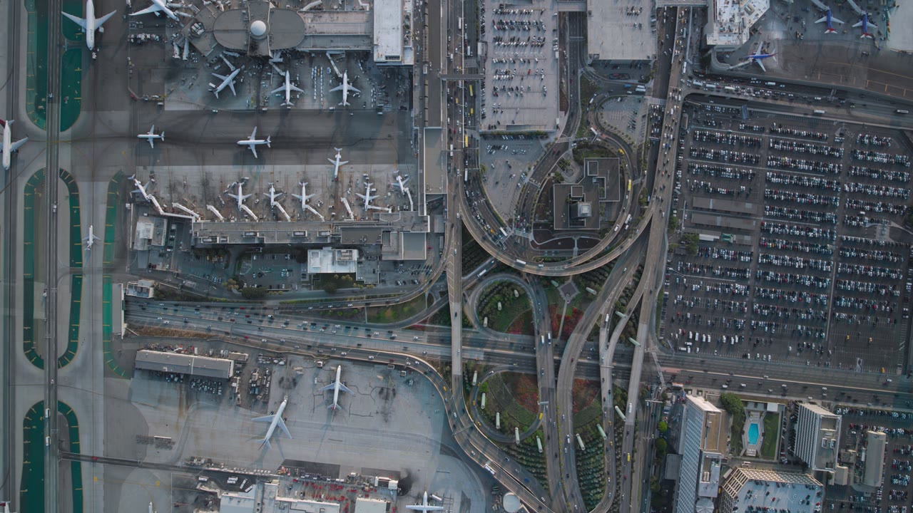 Los Angeles Airport, an Aerial film shown full frame