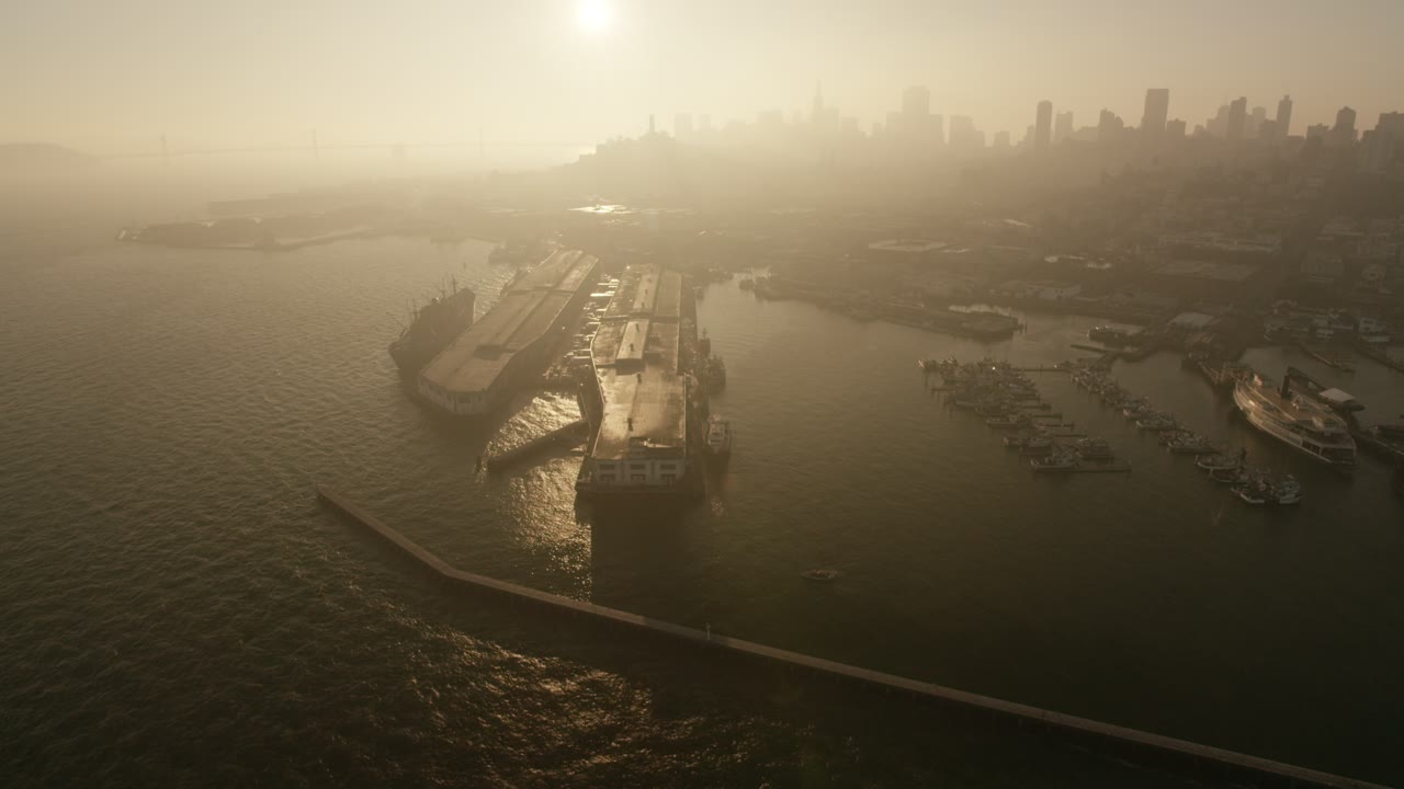 San Francisco Evening, an Aerial film shown full frame