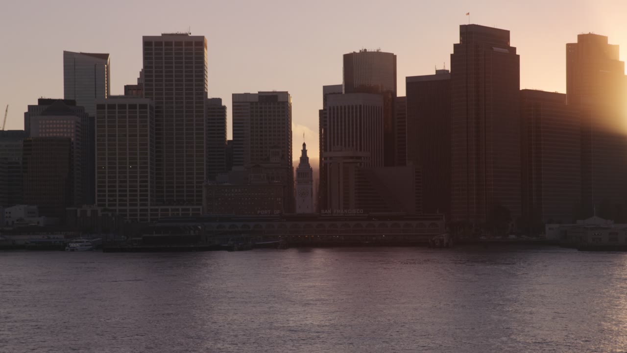 San Francisco’s Ferry Building, an Aerial film shown full frame