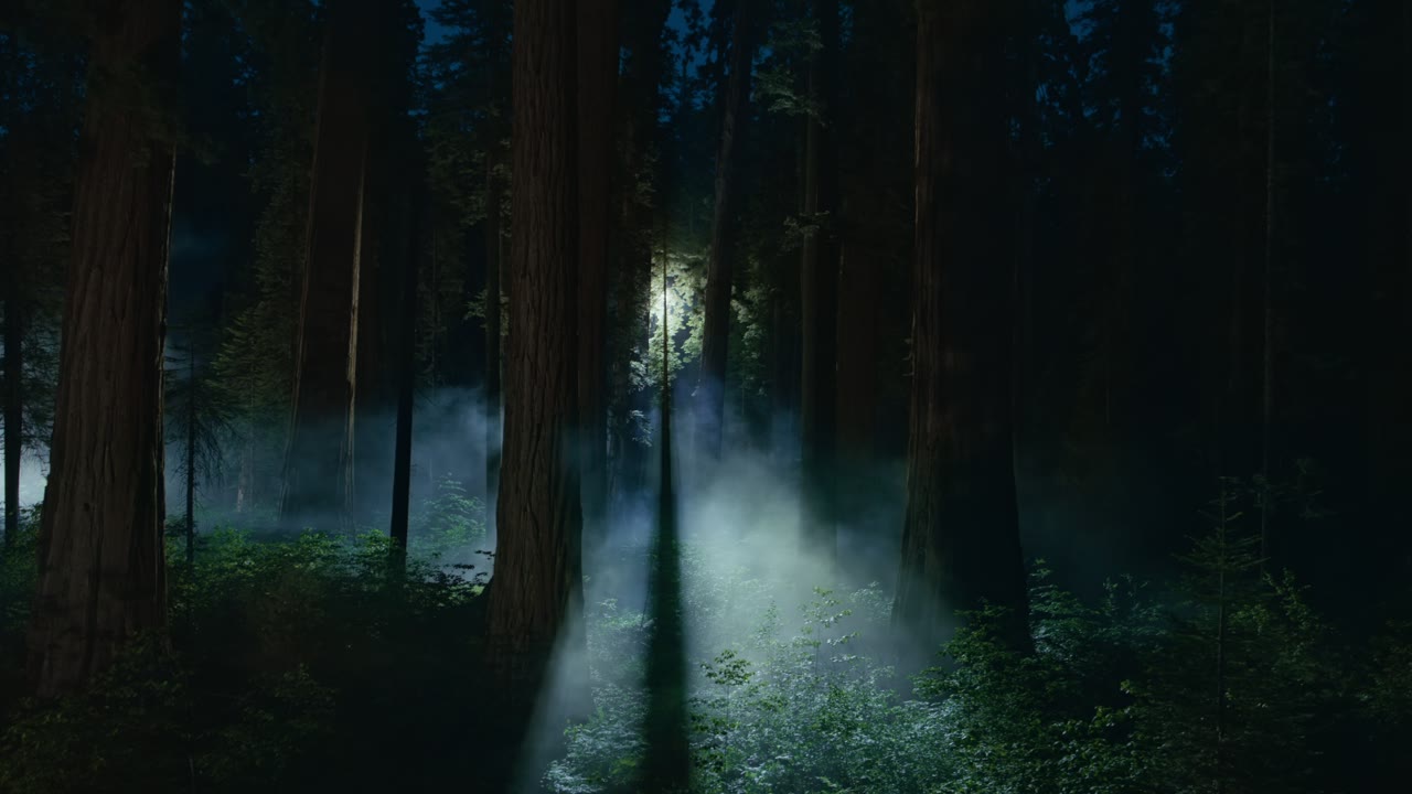 Sequoia Night, an Aerial film shown full frame
