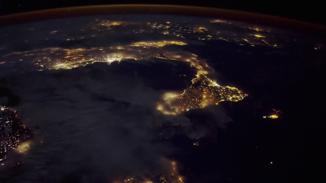 Southern Europe Night, an Aerial film shown full frame